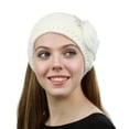 thumbnail image 3 of NYFASHION101 Hand Knitted Furry Flowers Winter Headband Headwrap - NAG324Y, White, 3 of 4