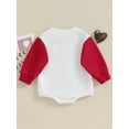 thumbnail image 5 of FEORJGP Infant Girls Boys Valentine's Day Clothes Newborn Baby Sweatshirts Rompers Long Sleeve Jumpsuit Letter Print Crew Neck Rompers Contrast Color Toddler Loose Casual Bodysuits, 5 of 8