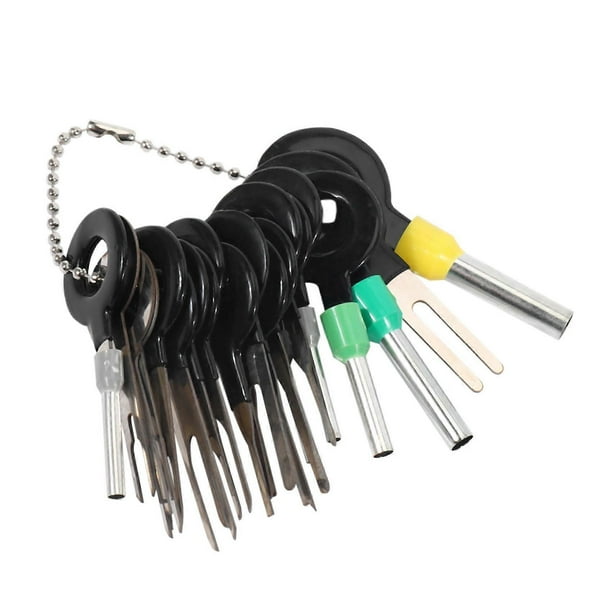 Juego de 21 herramientas para extraer terminales de automóviles, conectores de crimpado y extractores de pines para cableado eléctrico automotriz.