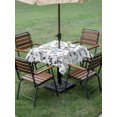 thumbnail image 4 of Outdoor Tablecloth with Umbrella Hole for Patio/Picnic/Party/Camping, Grey Blue Botanical Waterproof Table Cloth Square Cover Washable, Watercolor Spring Floral Summer Leaf (60"x 60"), 4 of 8