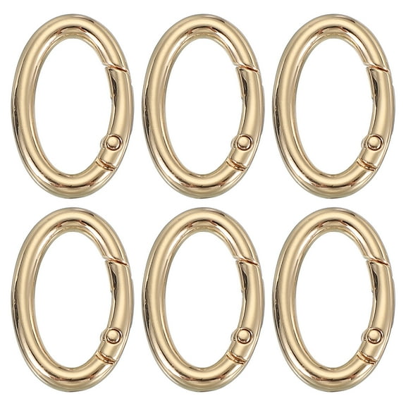 Uxcell Oval Egg Shaped Spring Snap Keychain Clip, 6 Pcs Metal Trigger Keychain Hook Buckle Light Gold 33mm