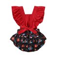 thumbnail image 2 of Kmbangi Baby Girls Christmas Romper, Cartoon Printed Splicing Frilly Jumpsuit, 2 of 7