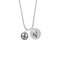 thumbnail image 2 of Delight Jewelry Silvertone Beaded Peace Sign Silvertone Script Initial Disc - V - Charm Necklace, 20"+3", 2 of 4