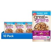 (10 pack) Post Great Grains Raisins, Dates & Pecans Cereal, Heart Healthy, Whole Grain, Crunchy 19oz Box