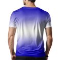 thumbnail image 4 of WTOBBY Men's Gradient Print V Neck Short Sleeve T-Shirt Comfortable and Lightweight, Breathable Fabric, Fashionable Design for Casual, Street, and Daily Wear,Royal Blue L, 4 of 6