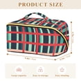 thumbnail image 4 of FORMRS Makeup Bag Travel Cosmetic Organizer for Women Fold Flat Zipper Pouch with Handle, Green Plaid, 4 of 8