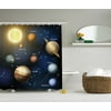 Solar System Orbit the Sun with Planets Geography Picture Fabric Shower Curtain