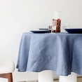 thumbnail image 5 of Simple&Opulence Textured Tablecloth 100% Linen Table Cloth, Kitchen Dinning Tabletop Decoration,for Outdoor and Indoor Use(Round Blue,60"), 5 of 6