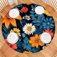 thumbnail image 2 of Pioneer Flower Floral Print Pattern Round Fitted Tablecloth with Elastic Edge,Dining Table Cover Waterproof,Outdoor Round Tablecloth for Camping,Dining,Indoor and Outdoor, 2 of 7
