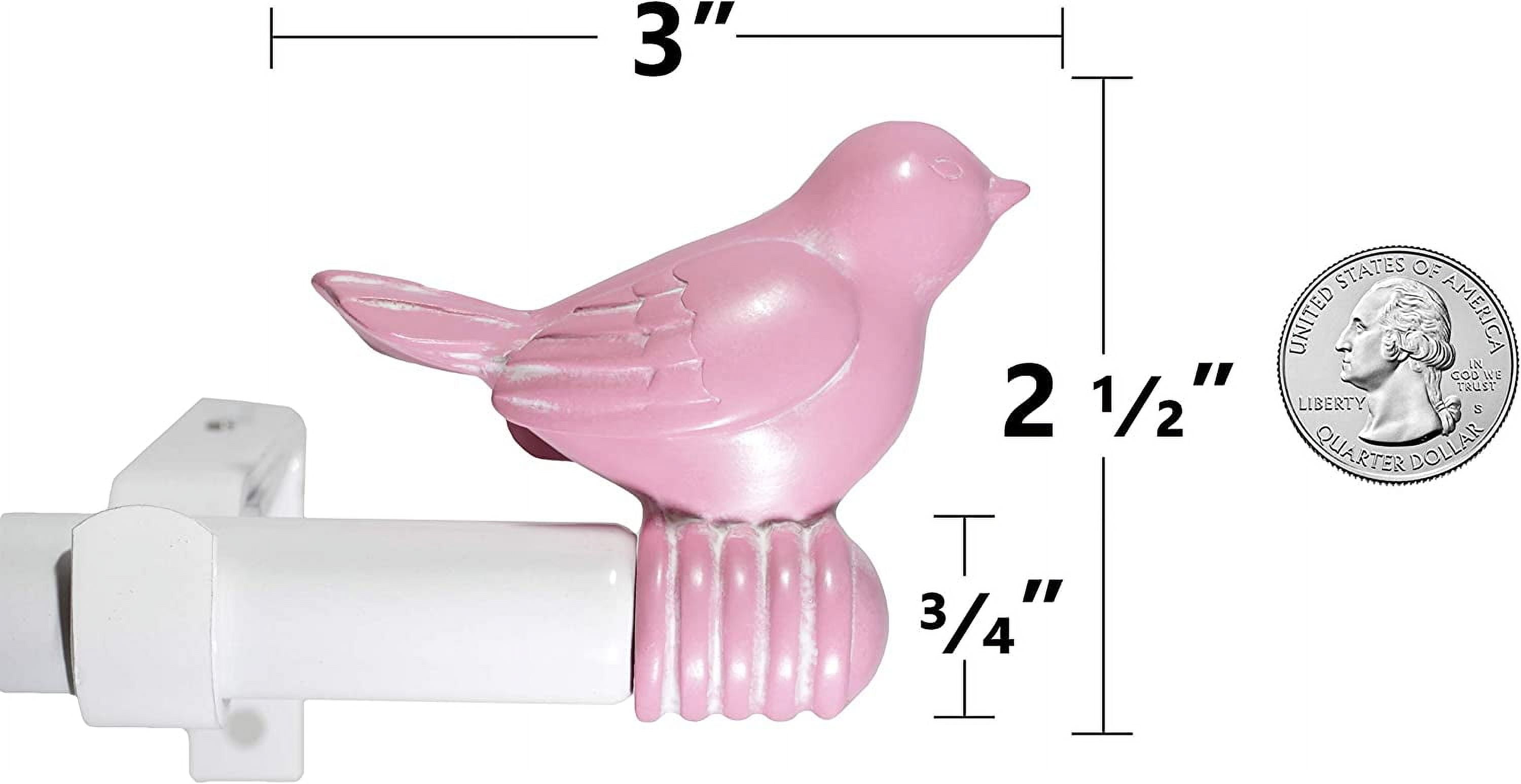 Urbanest 3/4-inch Cute Bird Designer Decorative Adjustable Window Treatment Curtain Single Rod Set, Heavy Duty, Baby Pink With White Rod, 84" to 120"