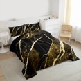 thumbnail image 3 of Homewish Marble Texture Full Size Comforter Sets,Fluid Stripe Aesthetic Bedding Comforter Set,Gold Yellow Black Bedding Sets For Boys Kids,Lightweight Room Decor Reversible,3-Piece, 3 of 8