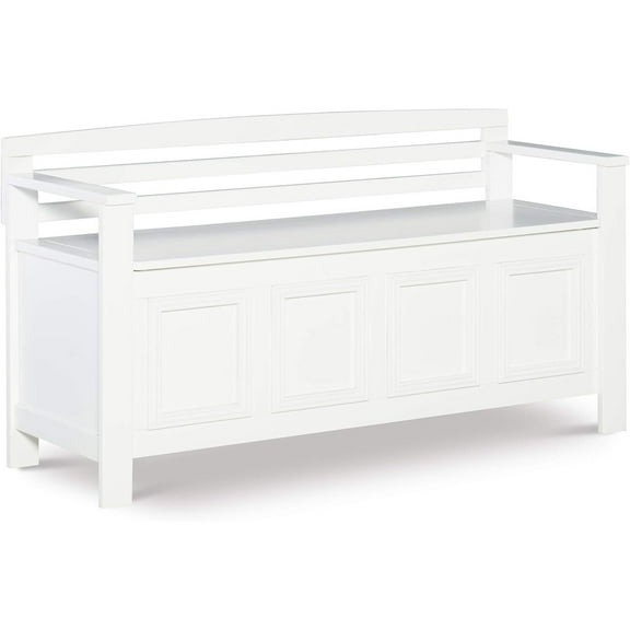 Homestock Coastal Cottage Storage Bench - White Entryway Bench with Shoe Organizer, 46"W x 25"H - Small Storage Bench for Entryway, Bench with 17"D - Storage Bench Organizer for Efficient Organization