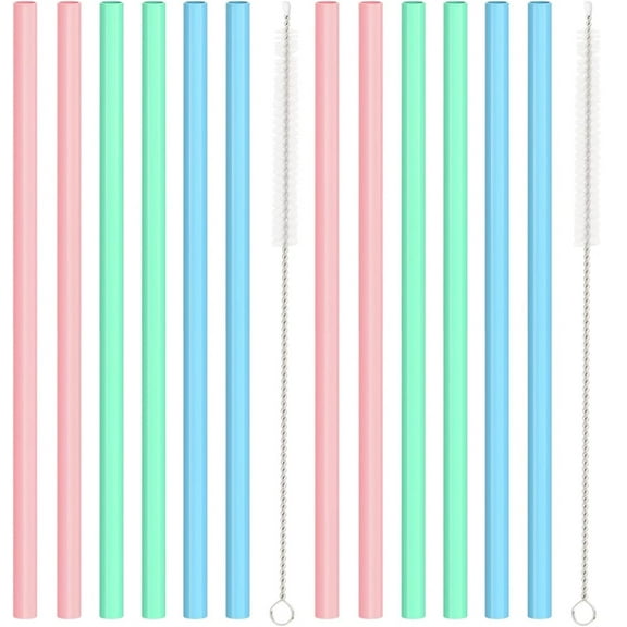 Happon Silicone Straw for 40 oz 30 oz Tumbler Cup, 9 Pack Reusable Straws with Cleaning Brush for Travel Tumbler,Colorful Reusable Straws for Cup Accessories