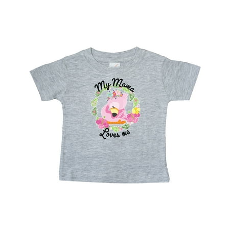 

Inktastic Baby Flamingo My Mama Loves Me in Flower Wreath Gift Baby Boy or Baby Girl T-Shirt