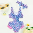 thumbnail image 5 of GYRATEDREAM Toddler Baby Girls One Piece Swimsuits Kids Mermaid Scale Print Quick Dry Cut Out Beach Bathing Suit Beach Swimwear for 2-7 Years, 5 of 8