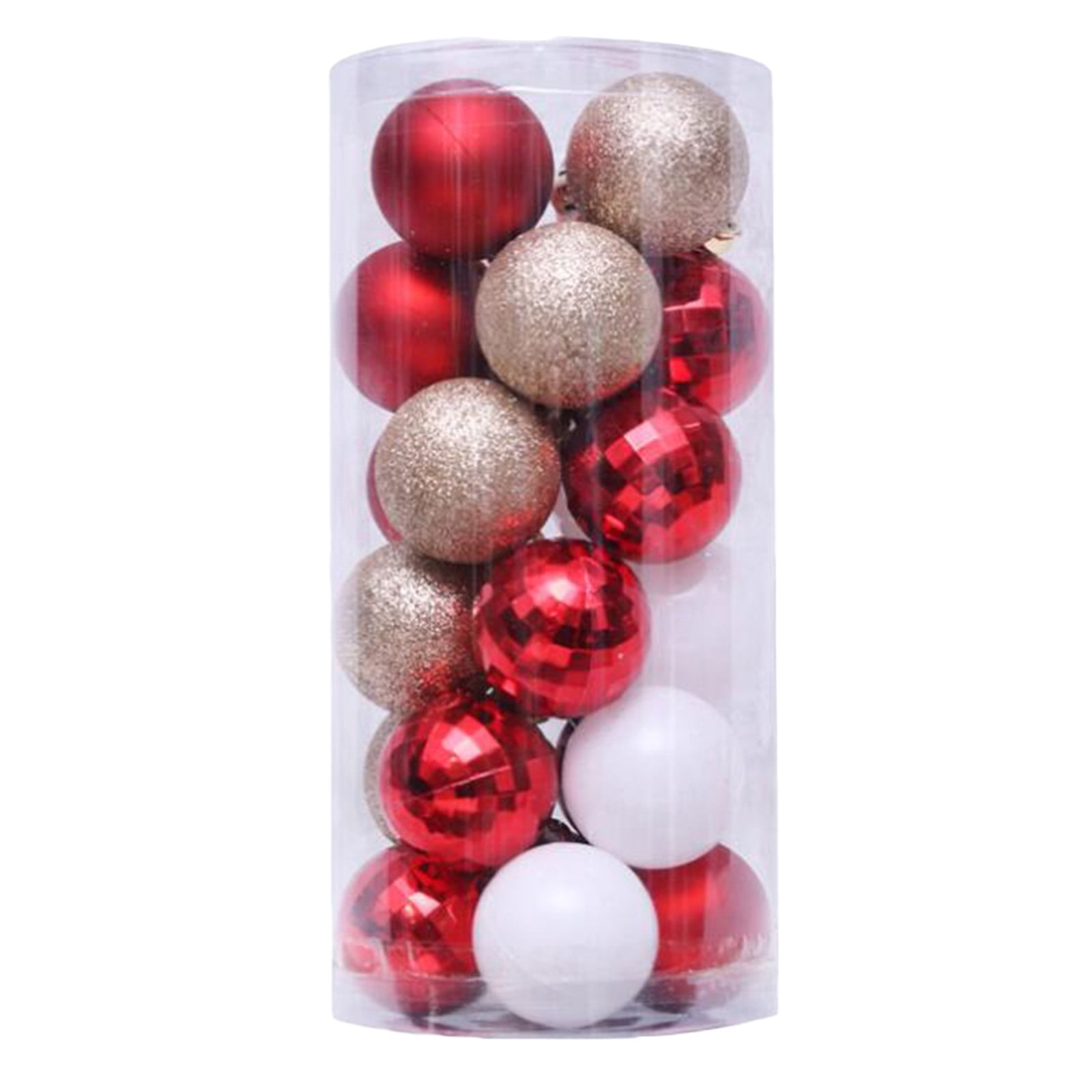 24Pcs Glitter New Year Christmas Balls Baubles Xmas Tree Hanging Ornament Decor 
