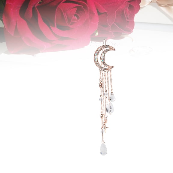 HONITANO 1Pack Novelty Hair Barrette Moon Shape Tassel Drop Vintage Style For Women Girls Prom Party Gatherings