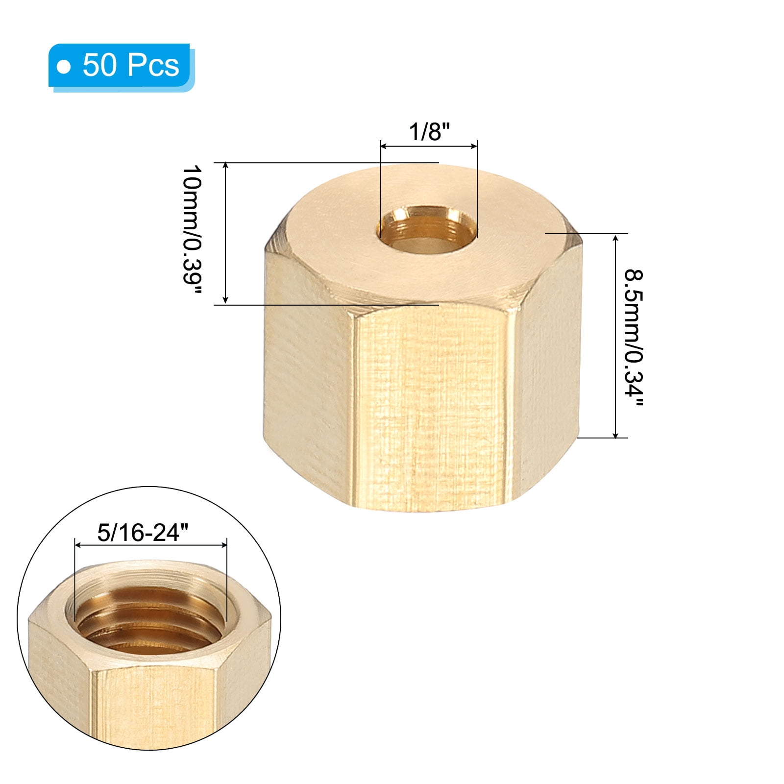 Unique Bargains Brass Compression Nut Fitting for Plumbing Systems 8.5 x 10mm