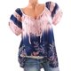 thumbnail image 3 of Qarigey Blusa Camisa de manga corta con estampado Blusa con cuello en V Blusa suelta con estampado de manga corta Top de verano para mujer Prendas para la parte del cuerpo Rosa S Qarigey AP001925-17, 3 of 6