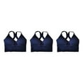 thumbnail image 3 of Thinsony Supportive Sports Bra Yoga Crop Top Vest for Workouts Blue L 3Set, 3 of 6