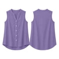 thumbnail image 5 of Xijirk Women's Sleeveless Notch Neck Blouse Button Front Curved Casual Summer Layering Top,XL, 5 of 5