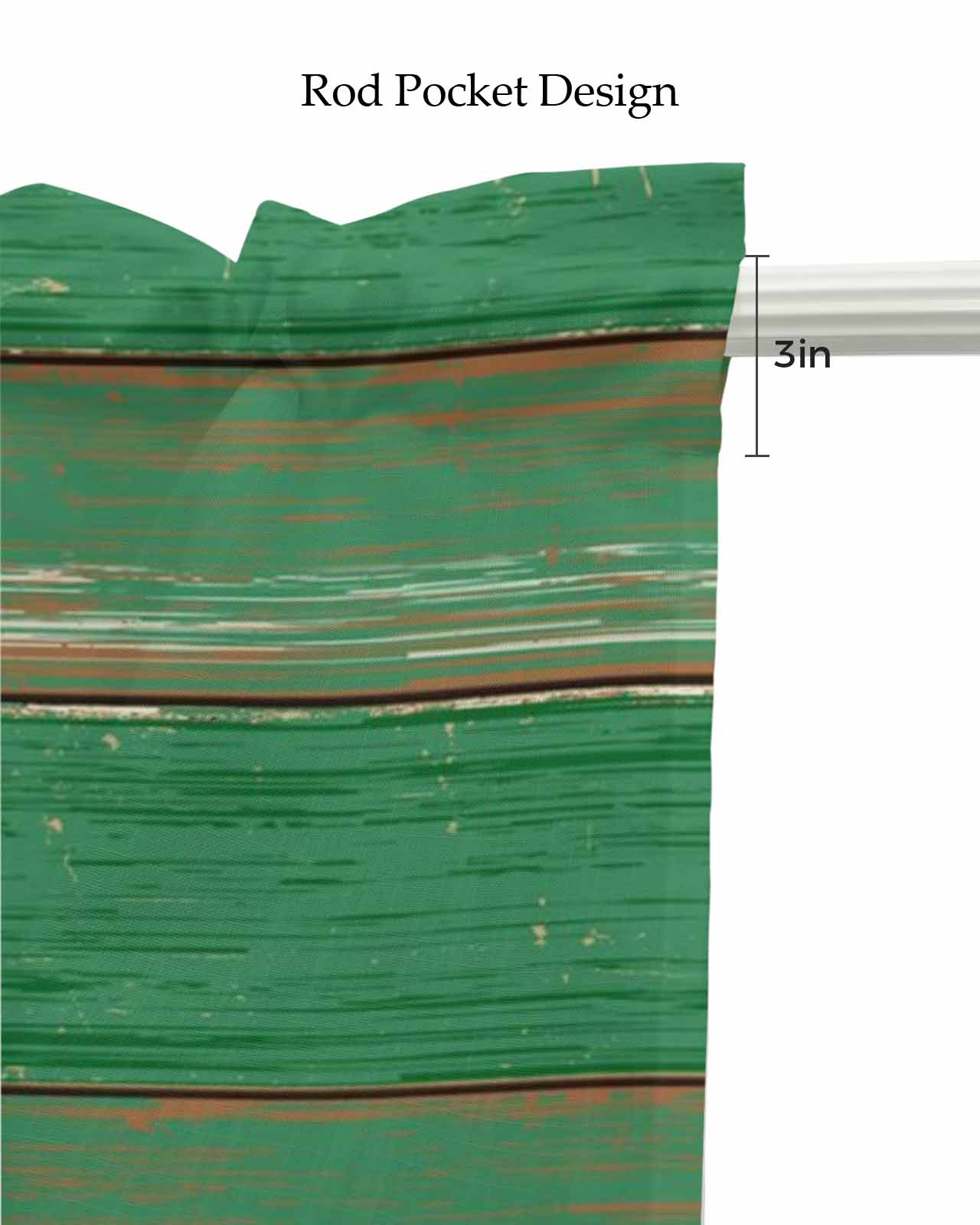 Green Wood Grain Kitchen Valances for Windows Farmhouse Linen Window Valance Curtain for Living Room Window Treatment Farmhouse Texture Vintage Country Valance Rod Pocket Topper Drape, 60 x 18 Inch