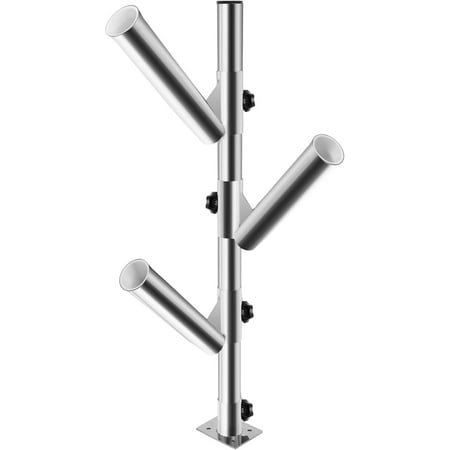 3 Tube Fishing Rod Holder Stainless Steel Triple Rod Holder Adjustable Rocket Launcher Holders Tree Type Fishing Rod Holder with 360°Rotation for Fishing Boats Yachts