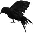 thumbnail image 4 of 1 Pack Realistic Black Feathered Crow Halloween Prop, Hanging Flying Raven Decor for Yard Garden Indoor Outdoor, 4 of 4