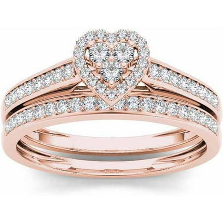 Imperial 1/2 Carat T.W. Diamond Heart-Frame 10kt Rose Gold Engagement Ring Set