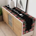 thumbnail image 4 of Black Christmas Table Runner 120 Inches Long Farmhouse Dress Scarves, Xmas Tree Snowflake Poinsettia Dining Tablerunner for Coffee Table/Kitchen Island/Party Décor, 13" x 120", 4 of 8