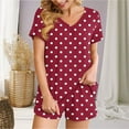 thumbnail image 2 of Two Piece Sets for Women Summer Plus Size Fashion Polka Casual Home Two-piece V-neck Top With Pocket Shorts Set, 2 of 6