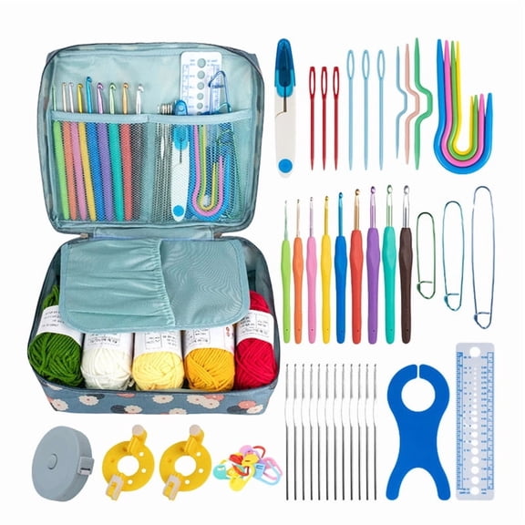 Crochet Yarn Kit Ergonomic Handle Assorted Colors Smoothing Crochet Hook Set for Beginner DIY