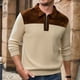 thumbnail image 1 of Ceisia Men Casual Color Block Half Zipper Lapel Pullover Long Sleeve Gift Fashion Daily Outdoor Athletic Casualwear Top, 1 of 8