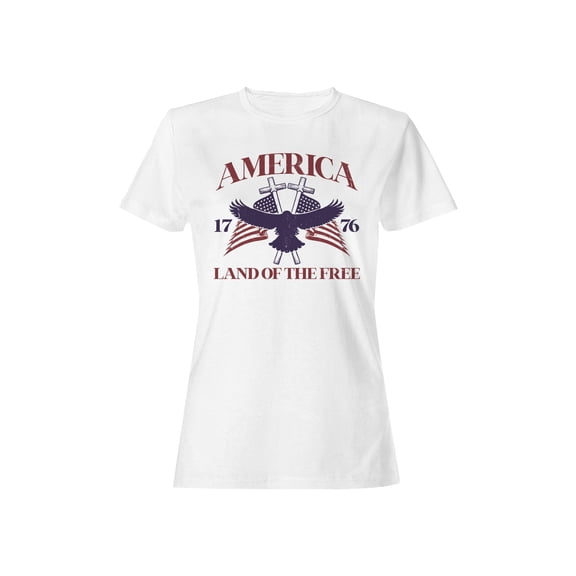 Patriotic Eagle Freedom Emblem Graphic Women's White T-Shirt