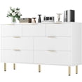 thumbnail image 6 of EastVita 7 Drawers Dresser for Bedroom - Fluted Chest of Drawers with Gold Handle - Wood Modern Dresser for Closet - Bedroom Furniture Storage Organizer for Living Room/Hallway - White, 6 of 7