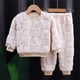 thumbnail image 2 of Gibobby Conjunto de Bebé A Niño Conjunto de dos piezas cálido y difuso para niñas, ropa de casa jacquar para niños, pijamas de bebé y forro polar para niños(Beige,3-4 Años), 2 of 3