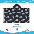 thumbnail image 2 of Black Dinosaurs Stars Pterosaurs Pattern Hooded Bath Towel，50"x30" for Ages 3 To 12 Kids, Quick Dry Lightweight Soft Microfiber Hood Beach Towel Cover Up for Kids, 2 of 7