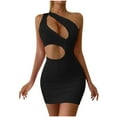thumbnail image 2 of Taylonsss Womens Summer One Shoulder Lace-up Bodycon Sleeveless Short Dress Party Night Outfit, 2 of 9