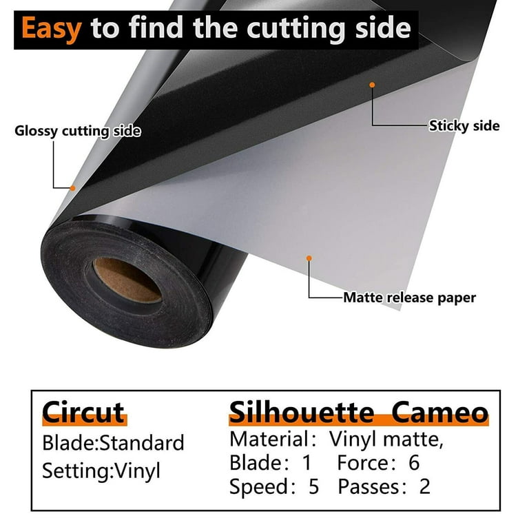EPRCUT Black Permanent Vinyl, 12 x 15FT Adhesive Vinyl Roll Compatible  with Cricut, Silhouette Cutters, Glossy Black Vinyl for All Cutting  Machine