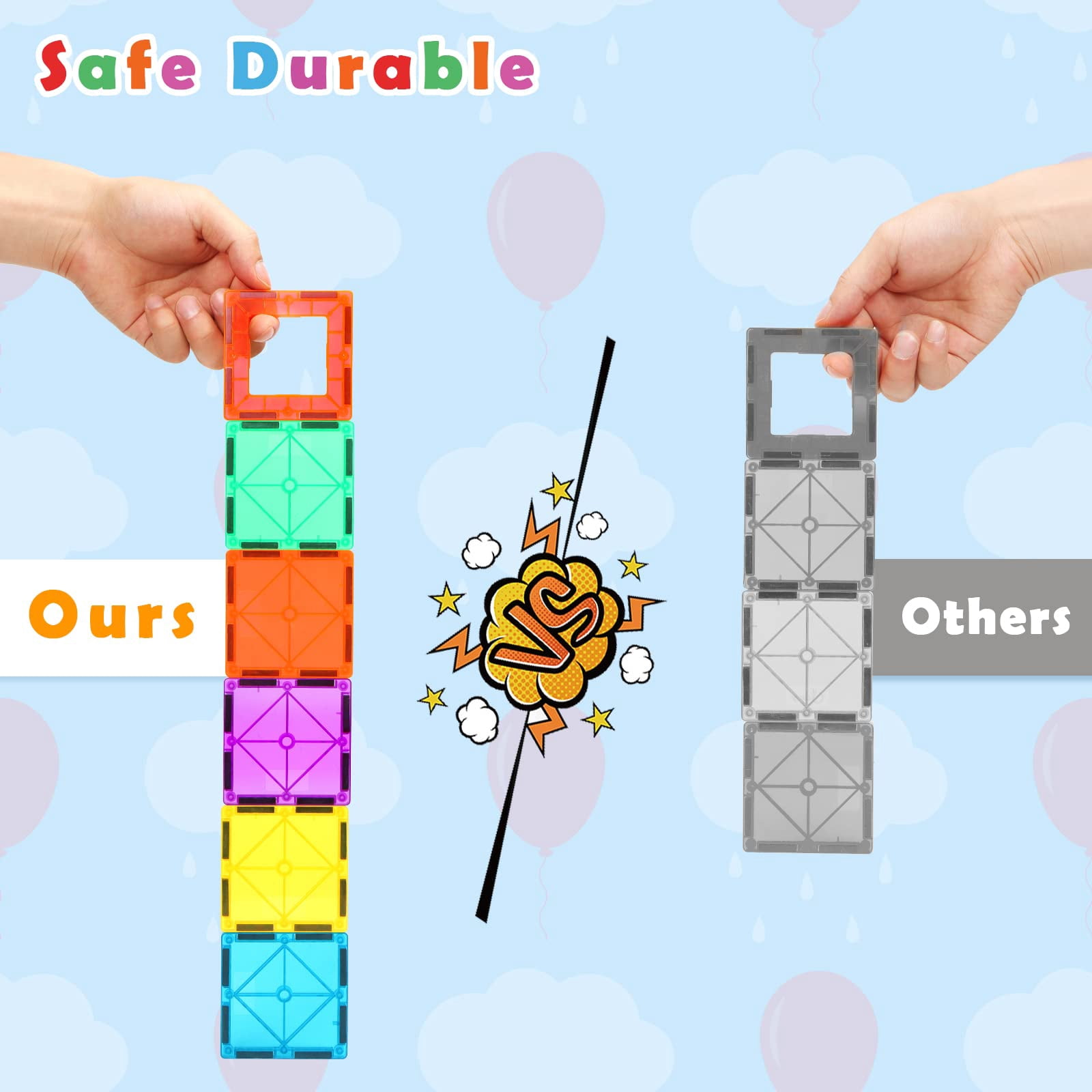 Gemmicc 12 Pièces de Grandes Tuiles Magnétiques, Plaques de Base Magnétiques Jumbo, Blocs de Construction Magnétiques STEM pour Enfants Filles et Garçons