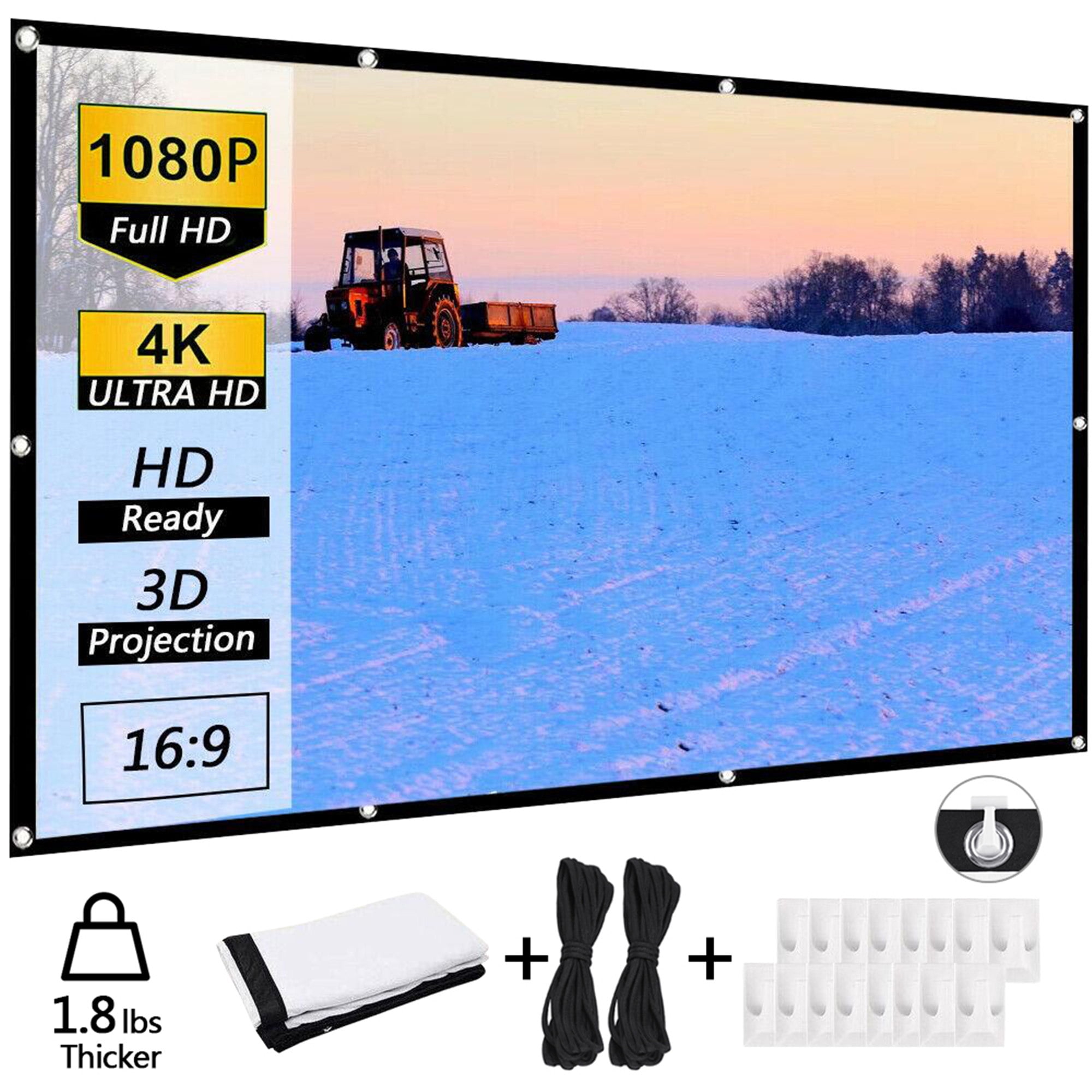 120" 169 HD Portable Projector Screen Thickened Polyester Double Sided