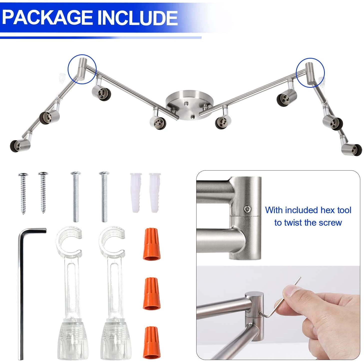 Laboreducer 8 Light Track Lighting Kit - Modern Multi-Directional Ceiling Accent Lights