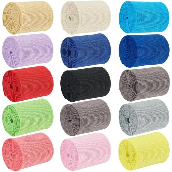 16.4Yard 15 Colors Sewing Elastic Band 2inch Polyester Flat Elastic Rubber Band Webbing Garment Sewing Accessories