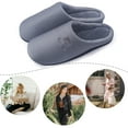 thumbnail image 6 of Memory Foam Waffle Slippers for Women and Men Soft Warm House Shoes Indoor/Outdoor Anti-skid Sole, Gray 36/37, 6 of 7
