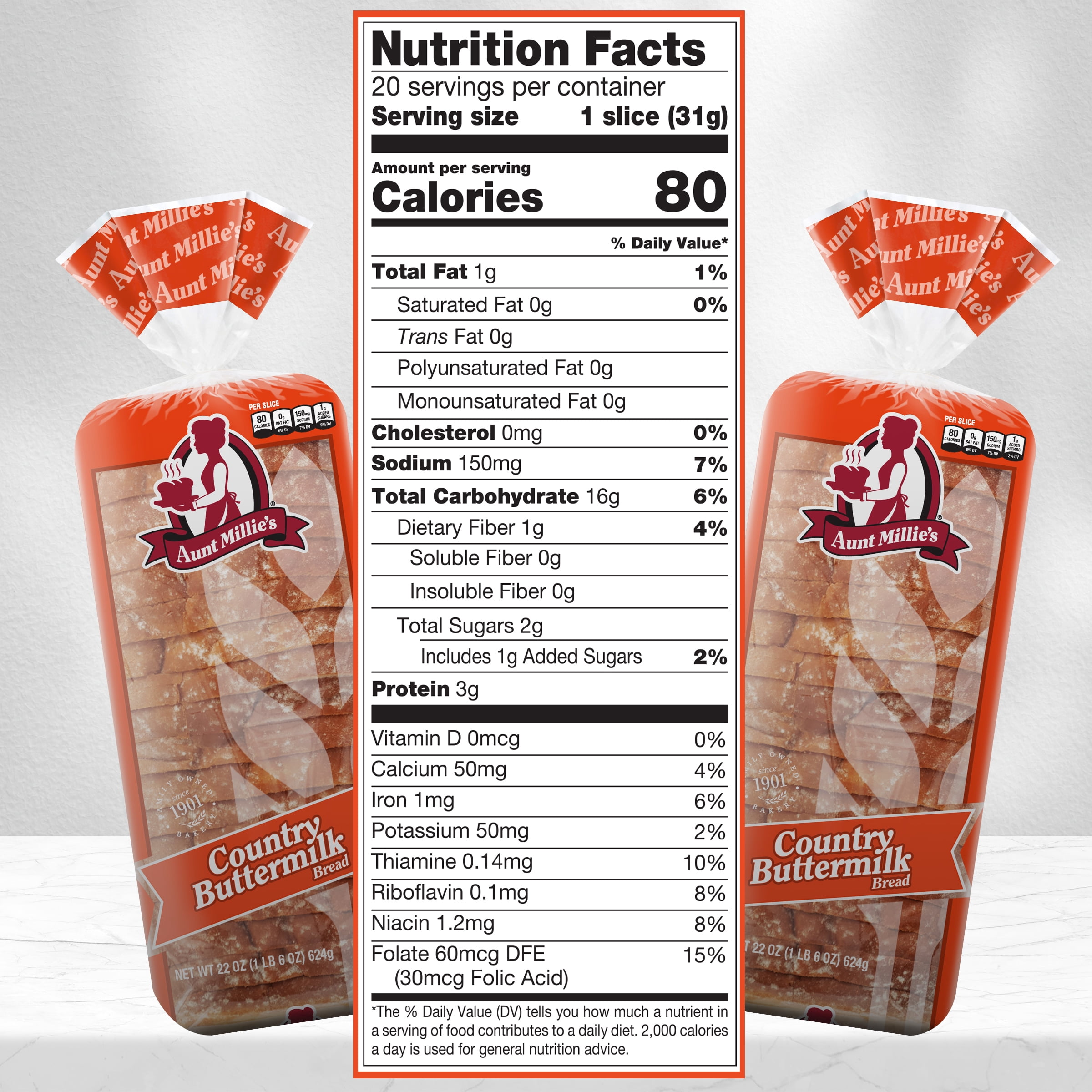 Aunt Millie's Country Buttermilk White Bread, 22 oz.