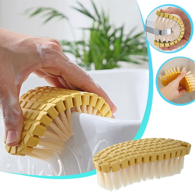 Cepillo de limpieza suave y flexible, cepillo para frutas de encimera, borde flexible + base antideslizante, diseño cromado, para cocina/baño, fregador multisuperficie, herramienta ecológica
