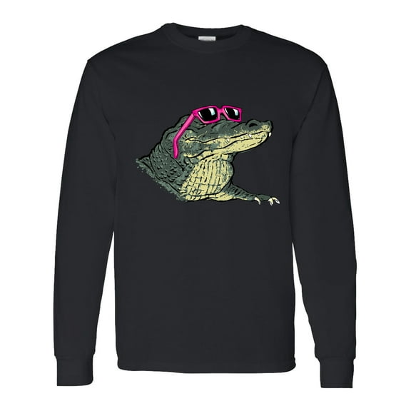 Inktastic Sunny Gator in Pink Sunglasses Long Sleeve T-Shirt