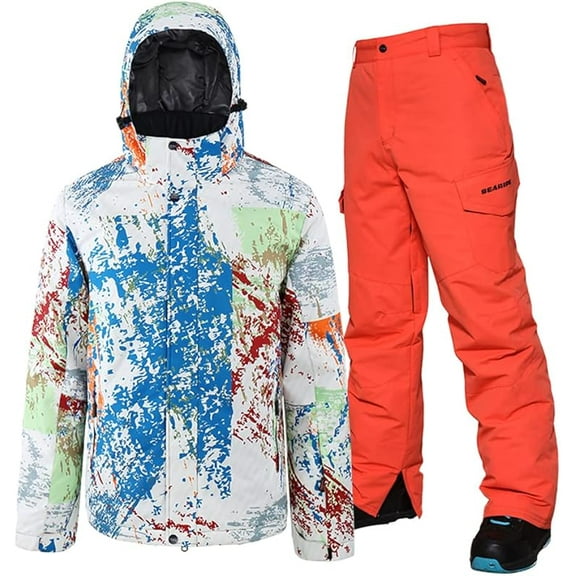 Men's Ski Suit Waterproof Snowsuit Winter Ski Jacket and Pants Set Outdoor Warm Snow Snowboard Suit
