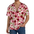thumbnail image 1 of Fotbe Rose Flowers Camisa Estampada de Manga Corta para Hombre, Casual de Verano, Estilo Playero, Sin Arrugas-Medium, 1 of 5