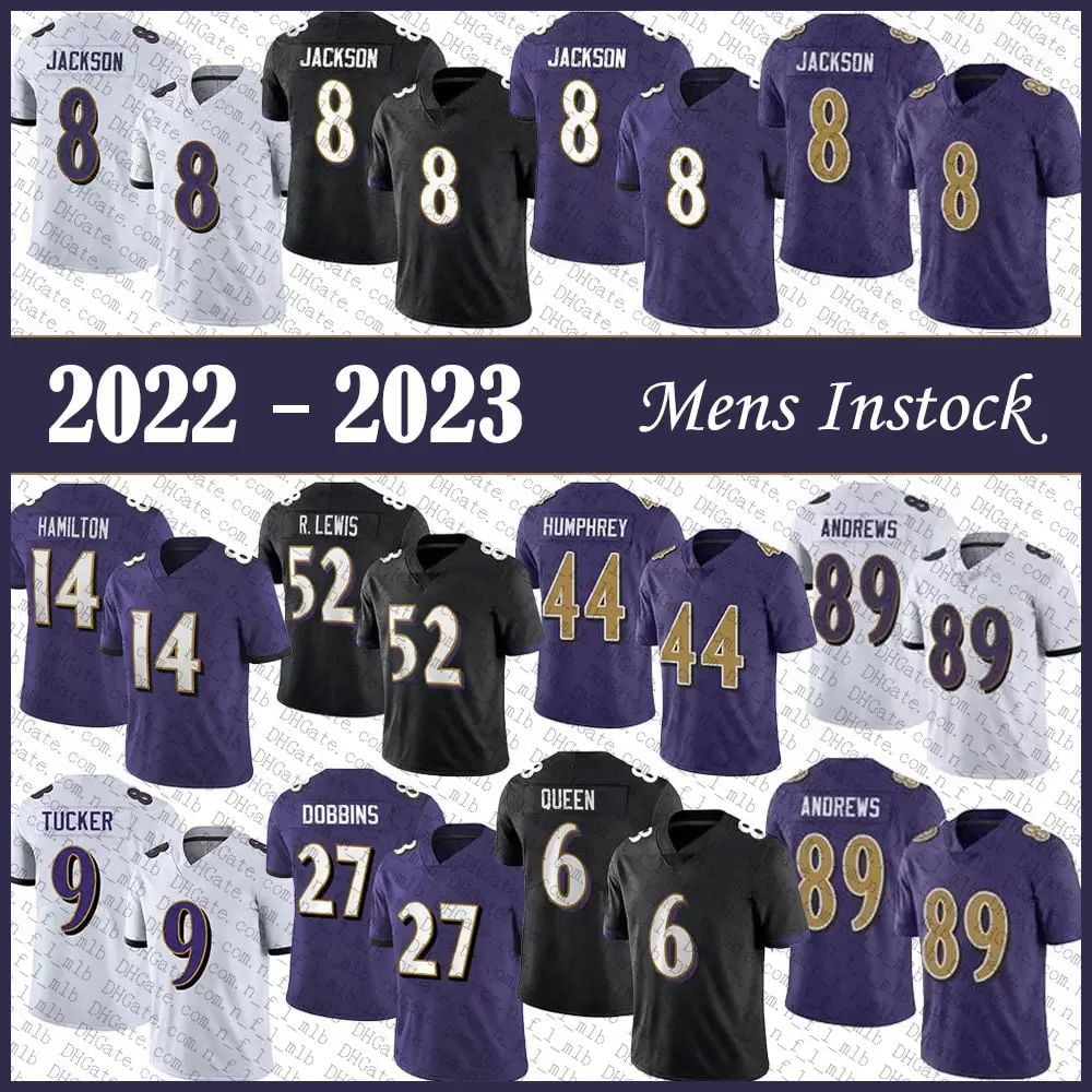 NFL_Jerseys 29B 8 Lamar Jackson 9 Justin Tucker Mens Football Jersey 89  Mark Andrews 14 Kyle Hamilton 27 J.K. Dobbins 44 Marlon Humphrey 6 Patrick  Queen 52 Ray Lewis Cousue 